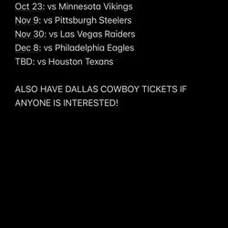 Chargers And cowboys Home Tickets 