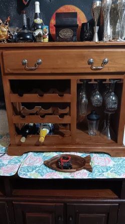 Mini Bar  with Glass/bottle Holder and Drawer 