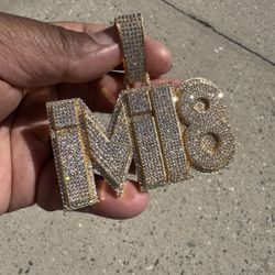 Gold Iced out CZ M18 Pendant