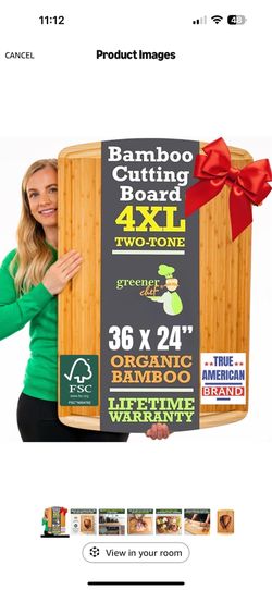 Greener Chef 4XL Bamboo Cutting Board 36x24