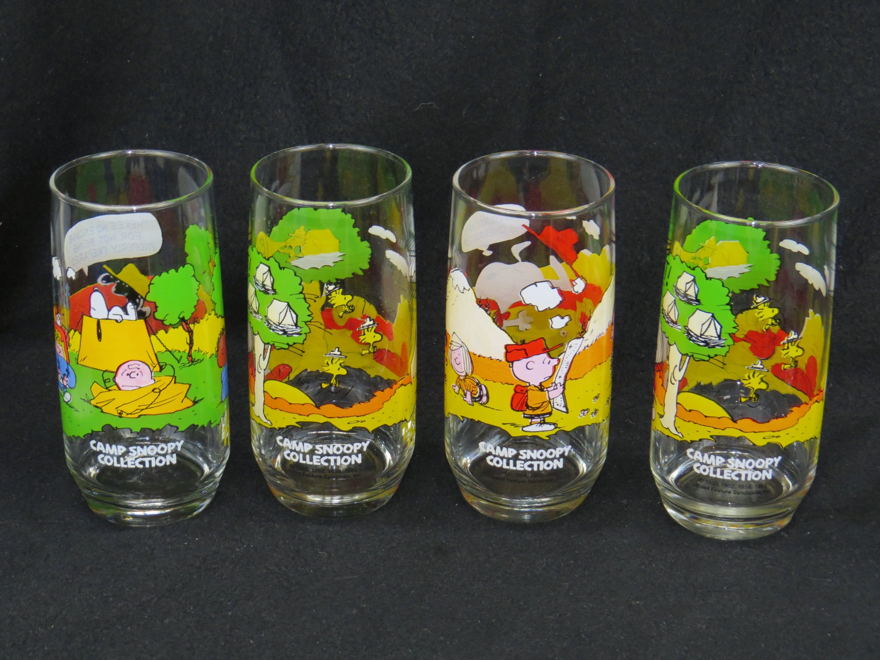 Set of 4 McDonalds Camp Snoopy Collection Glasses