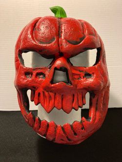 Adult Full Face Plastic Red Pumpkin Mask