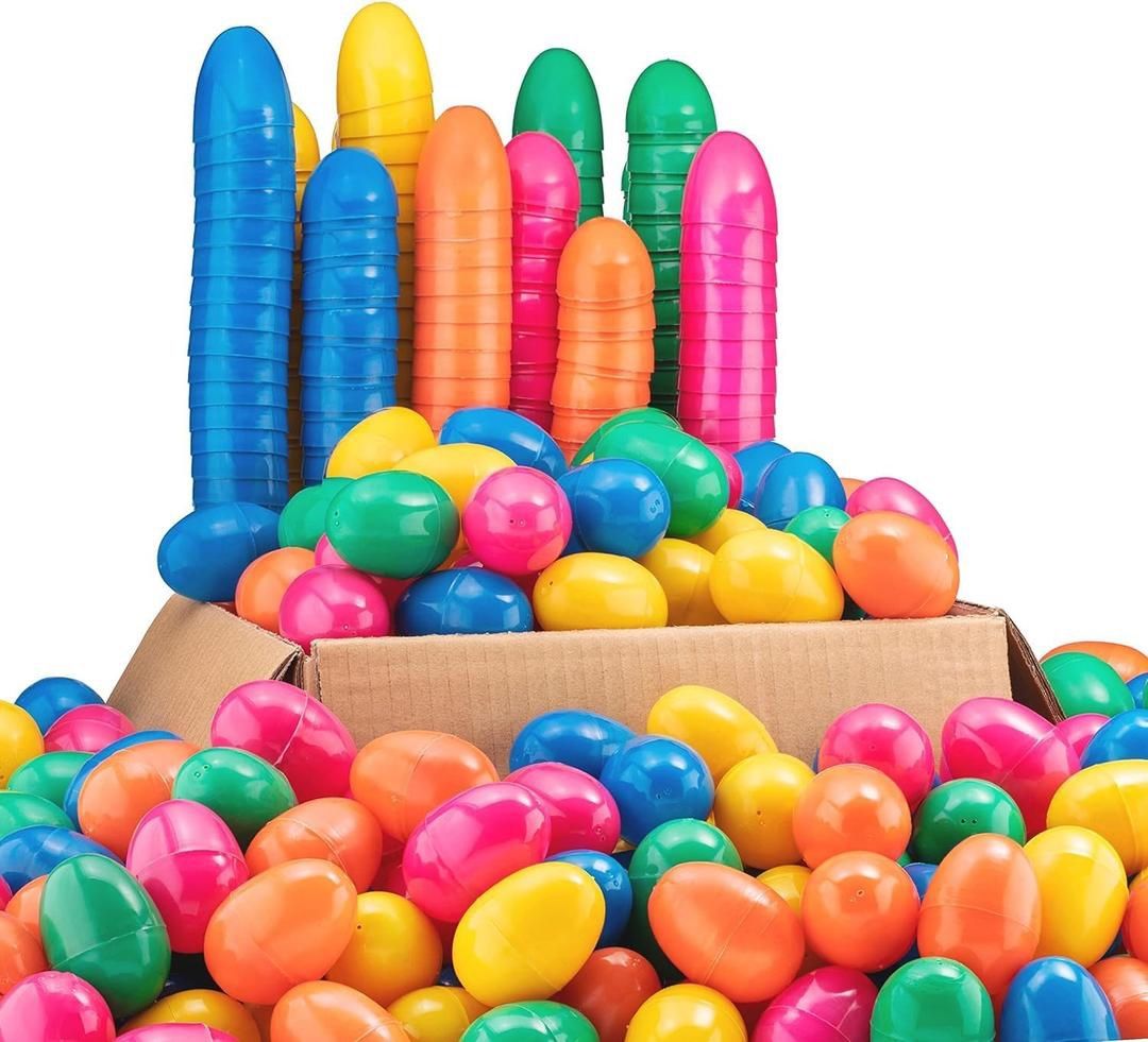 1000 Plastic Easter Eggs Bulk - Empty Multi-color Easter Eggs 2.25" For Fillable Hunt Easter Basket Bulk - Comes In Multiple Colors Including Yellow,