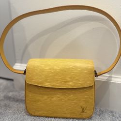 Louis Vuitton Bag Epi Yellow Bussi Shoulder Bag & Matching Wallet