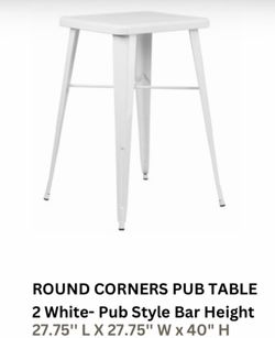2 white round-corner pub tables