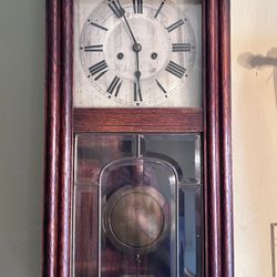 ANTIQUE MISSION STYLE WOOD FRAMED WALL CLOCK