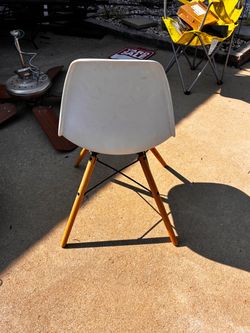 White Shell Chair with Wood Legs