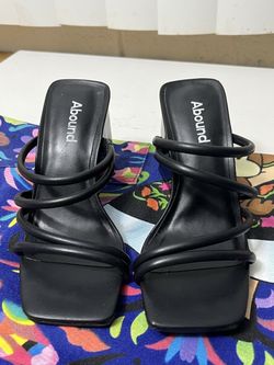 Abound Black Strappy Block Heel Sandals 4M