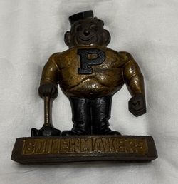 Vintage Purdue Pete Boilermakers Cast Iron Doorstop
