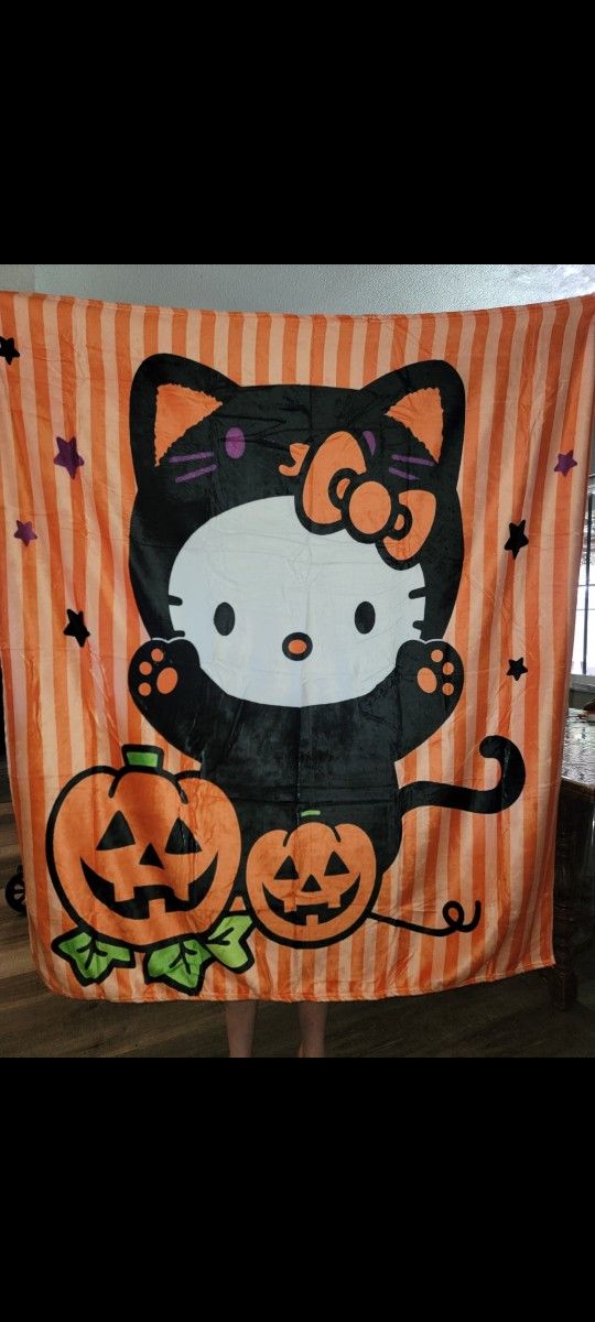 Sanrio Hello Kitty Cat Halloween Blanket Throw Size 54"x64" Brand New 