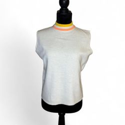 Vintage 1970’s Sleeveless White Top with Orange and Yellow Trim