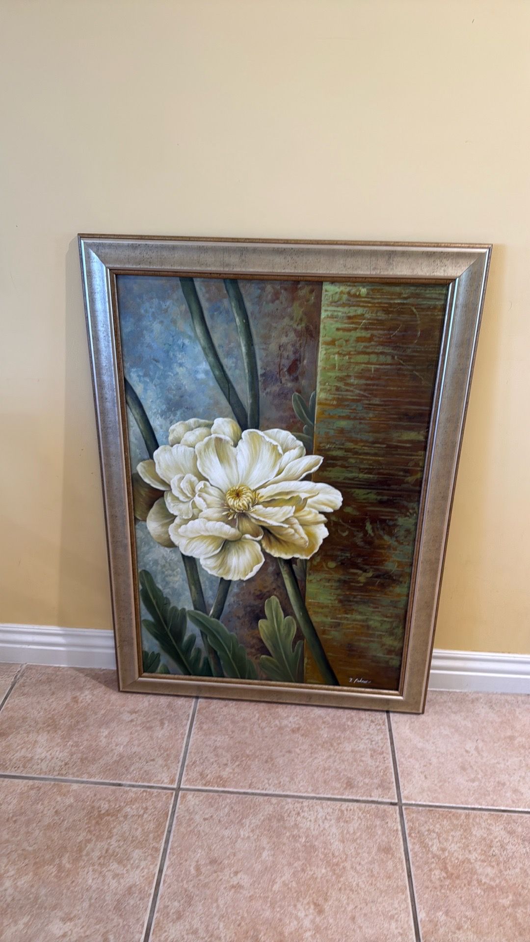 Oil on canvas painting with frame