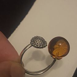 Sterling Silver Amber Ring
