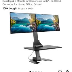 Double Monitor Electric Standing Desk Converter 