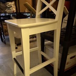 Contemporary White Wooden X-Back Bar Stool
