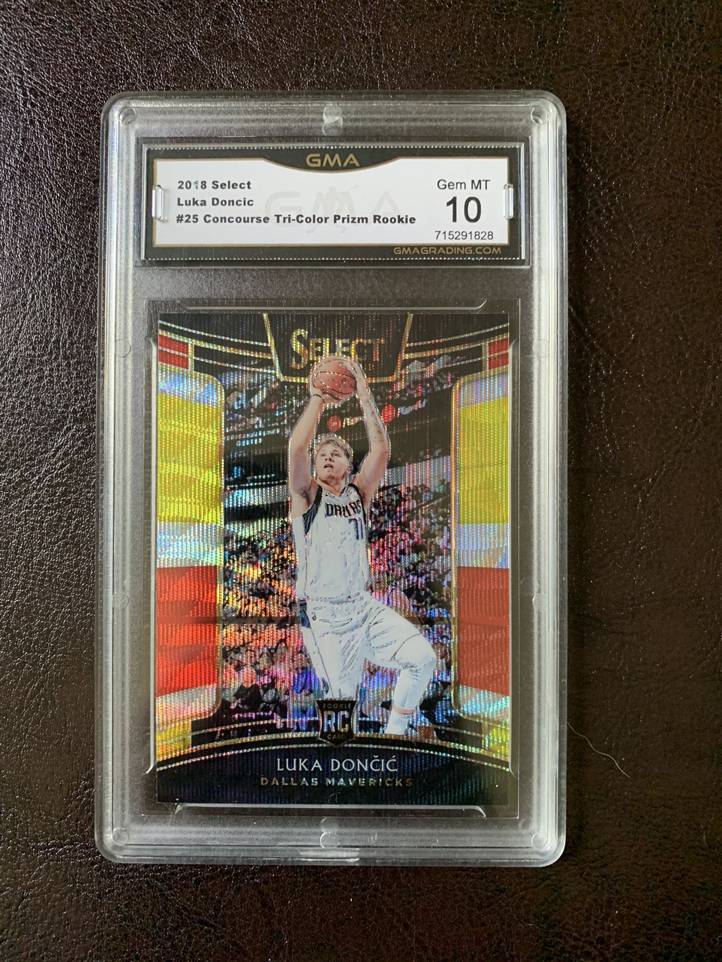 Luka Doncic Rookie Select Tri Color GMA 10
