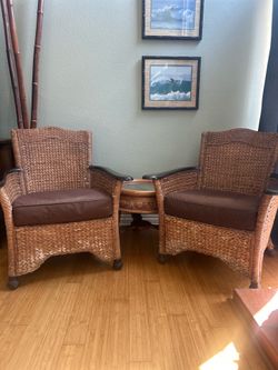 Woven wicker chairs
