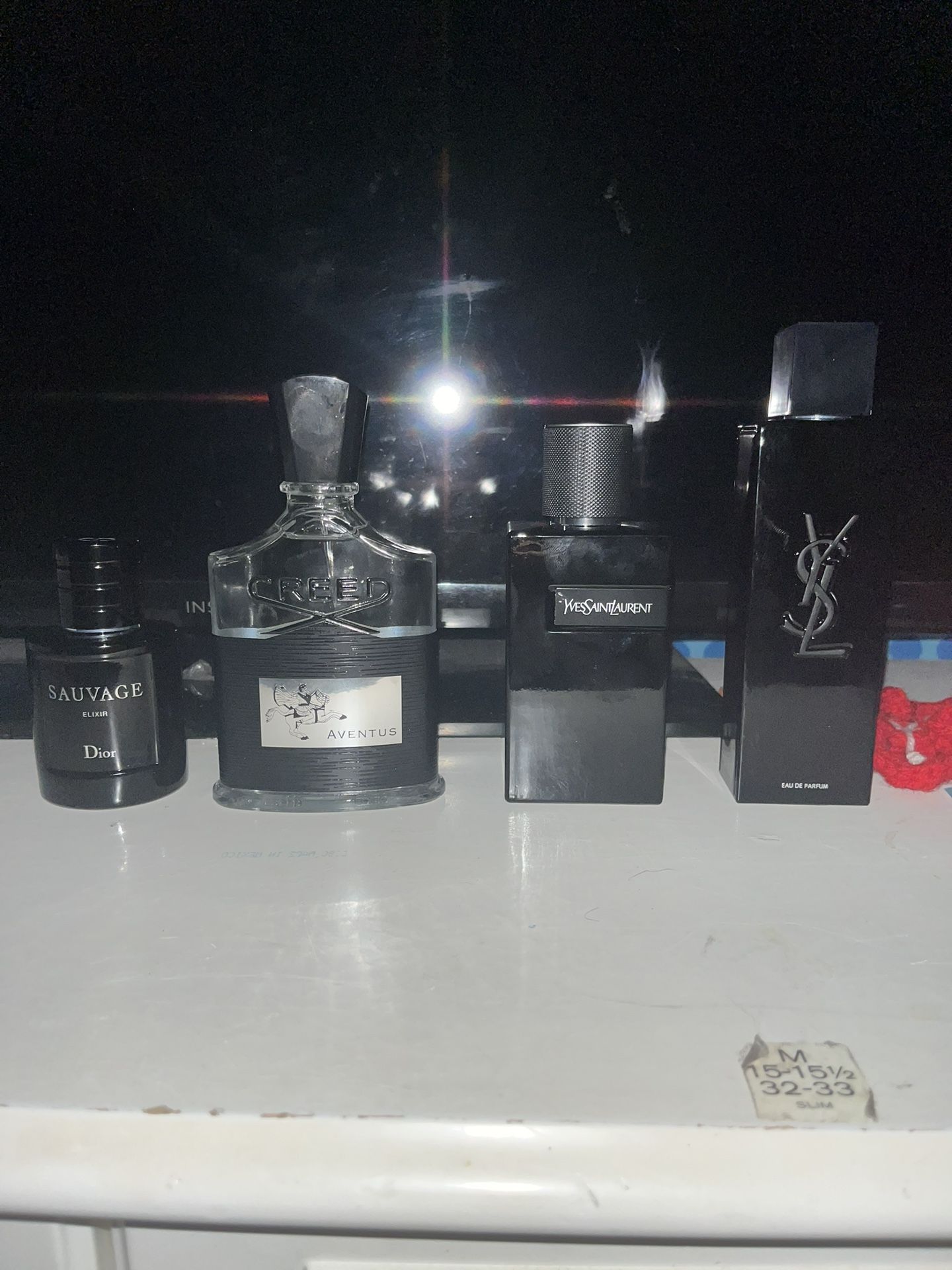 Dior Sauvage Elixir, Creed Aventus, YSL Le Parfum, YSL Myslf