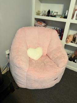 Pink Fluffy Bean Bag Chair