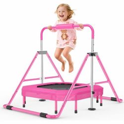 Foldable Gymnastics Bar with Mini Trampoline