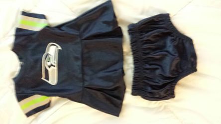 Seahawks dress and diaper cover