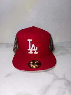 New Era Los Angeles Dodgers Red Fitted Cap Hat 7 3/8 MLB Jon Stan