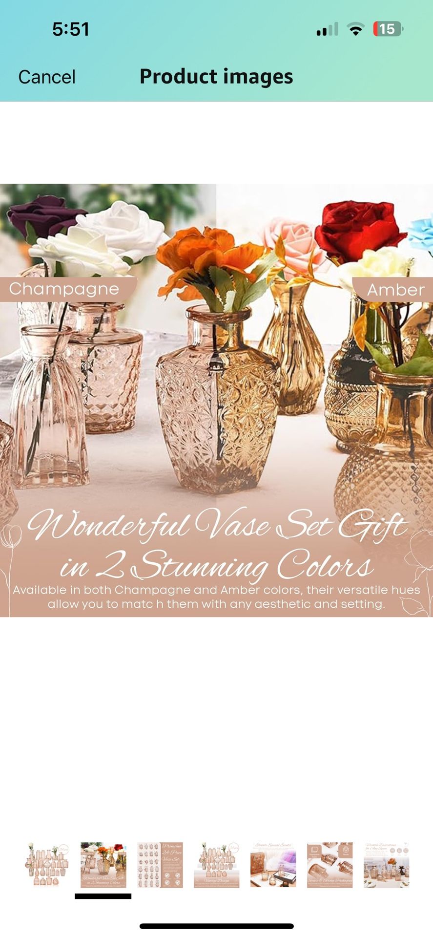 Wedding Decor - 45 Amber/20 Champagne Colored Small Based