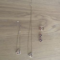 14k Gold Women’s  Ring Earrings Chain Bracelet 14k Gold Jewelry Set 