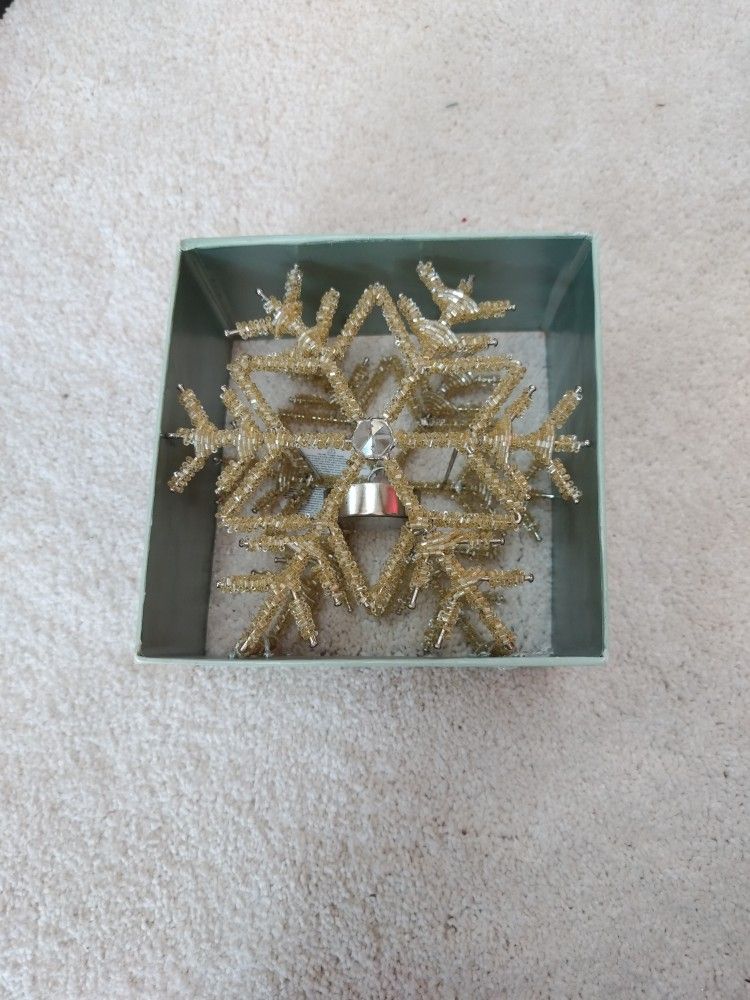 Gold Snowflake Tea Light Holder Nrw