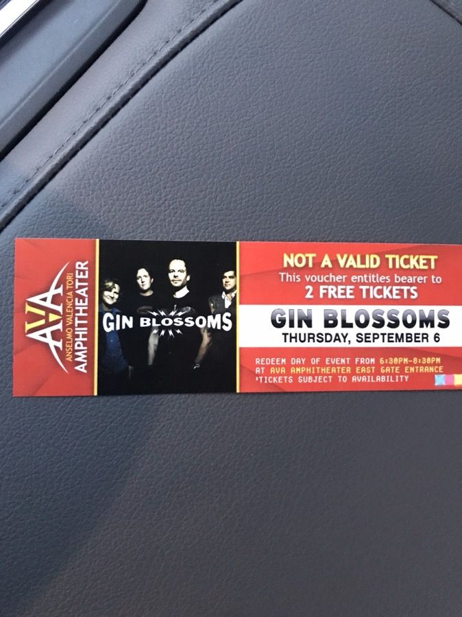 Gin Blossoms Sep 6 Ava 2 ticket voucher