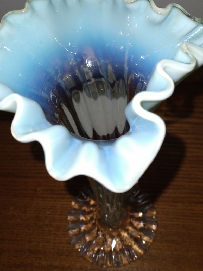 Hand Blown Crafted Opalescent Glass Vase