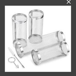 Stainless Steel Grill Cooking Set: Round Wire Mesh Outdoor BBQ Accessories – 4 Sets For Charcoal Roasting Vegetable Chicken