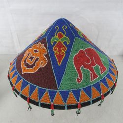 Sumatra Indonesian Traditional Hand Crafted Beaded Ceremonial Hat
