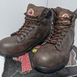 Brahma Men's Raid Steel Toe Work Boot Lace Up Oil & Slip Resistant Size 11 Brown