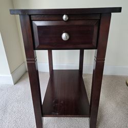 Dark Wood Accent Table with Drawer