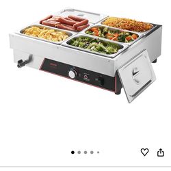Vevor Commercial Electric Food Warmer 1500w 6-tray Stainless Steel NEW