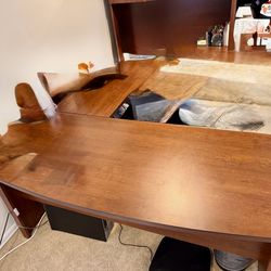 Solid Cherry Wood Executive L-Shaped Desk – Real Wood Office Desk