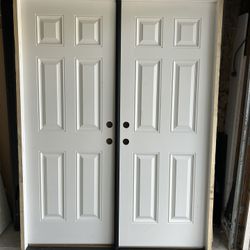 New Entry Double Door 62” X 81 1/2”exterio Fiberglass 