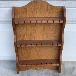 Vintage Wooden Spoon Rack Holds 24 Spoons Rustic Wall Mount Kitchen Decor 16”