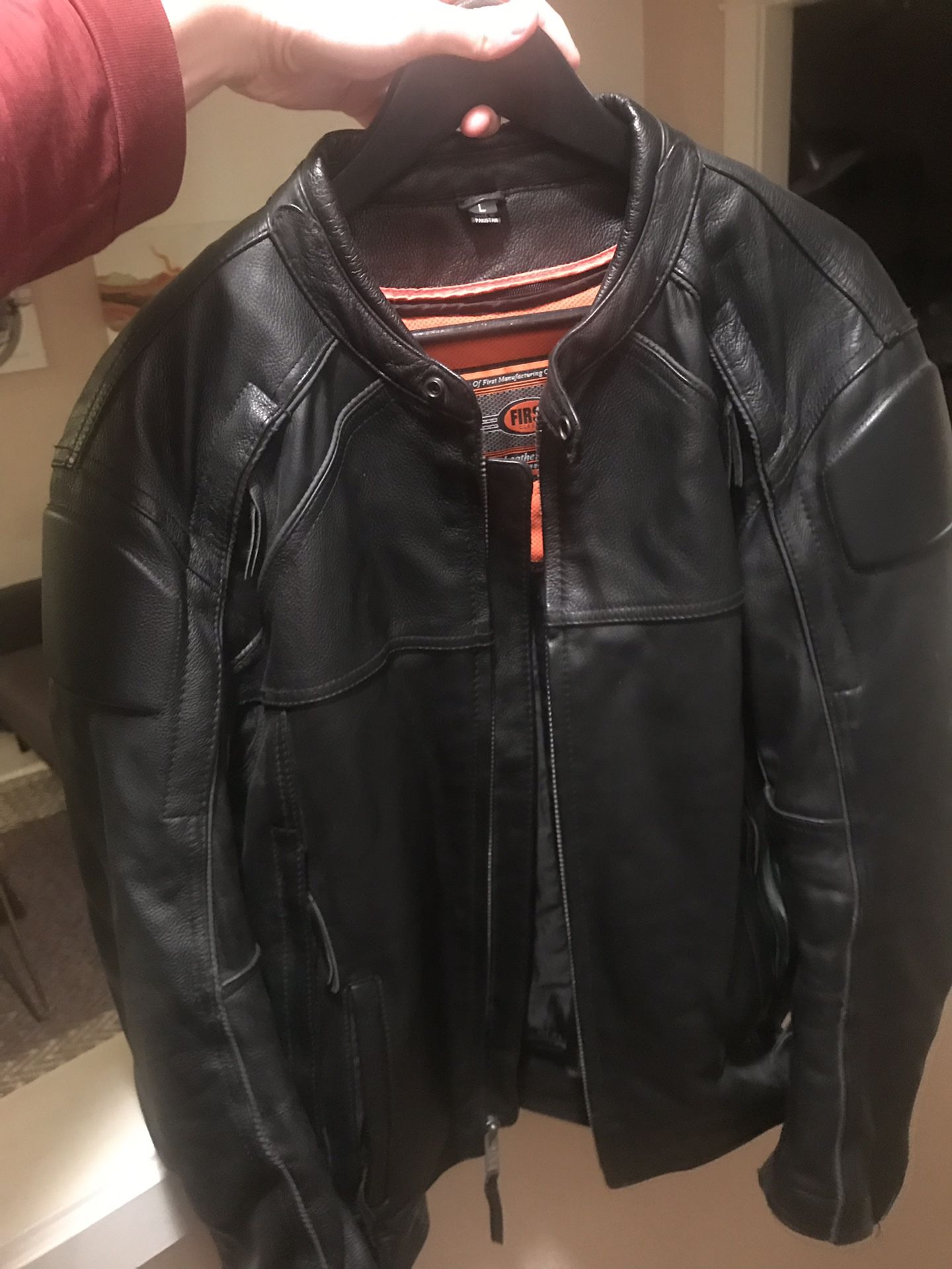 Large 100% leather motorcycle jacket GREAT shape