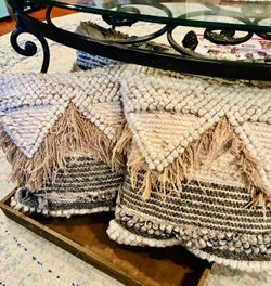 Bohemian Woven Fringe Throw Blankets Set of Two