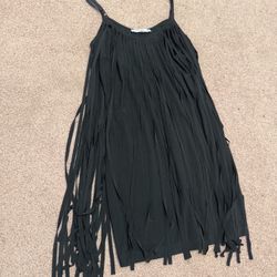 Large black fringe mini short stretchy boho festival dress flapper costume