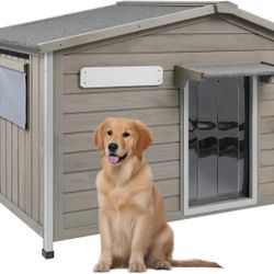 Large Outdoor Dog House Waterproof, Weatherproof Indoor Outside Kennel Puppy Shelter (40" L*26.4" W*33.5" H)