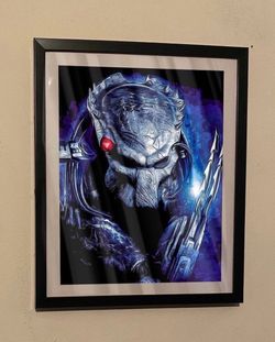 Custom wolf predator from alien vs predator Art Piece on Black frame