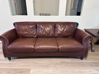 Leather Sofa and Loveseat with nailhead trim