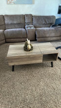 Wood Coffee Table with Open Storage