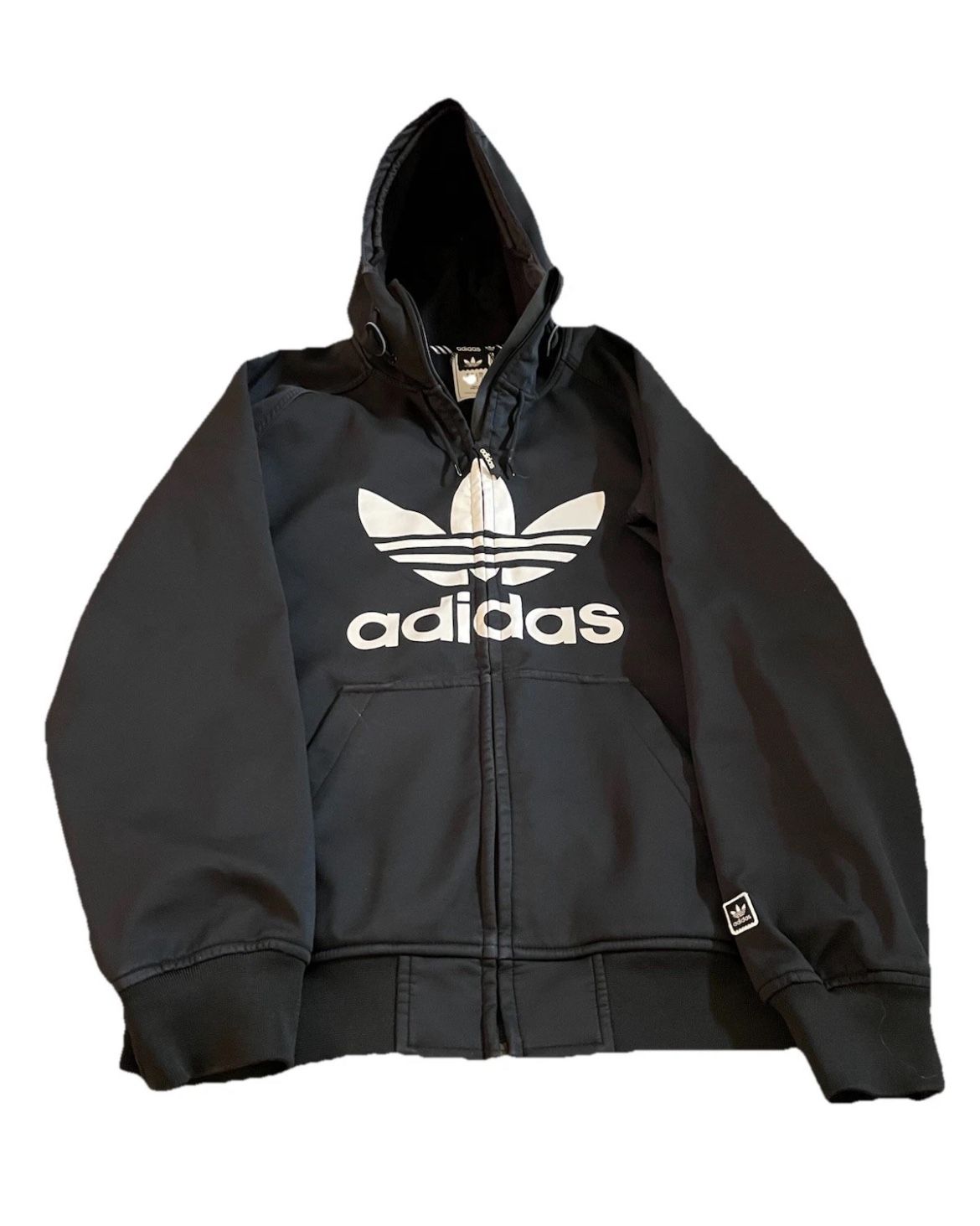 adidas Originals Greeley Soft Shell Jacket Men Black Zip Up Logo Size S