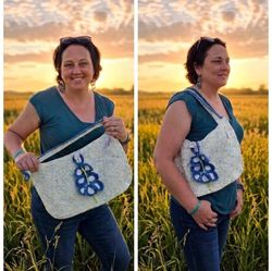 Handmade Crochet Tote Bag with Floral Appliqué