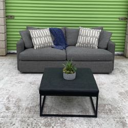 Gray Crate & Barrel Couch Sofa 3 Seater