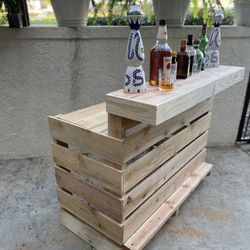 Premium Cedar, Hand Made Bar Table W/ Footrest - Custom Made Indoor/outdoor Bar 